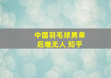 中国羽毛球男单后继无人 知乎